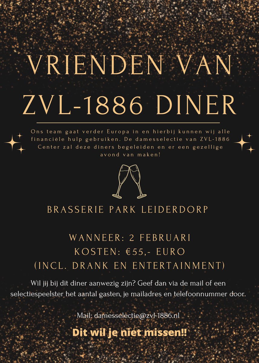 De dames van <a href="/ZVL1886_WP/">ZVL-1886 - Waterpolo</a> gaan verder in Europa en kunnen daarvoor wat financiële steun gebruiken. Kom je mee eten op 2 febr in #Park pls RT