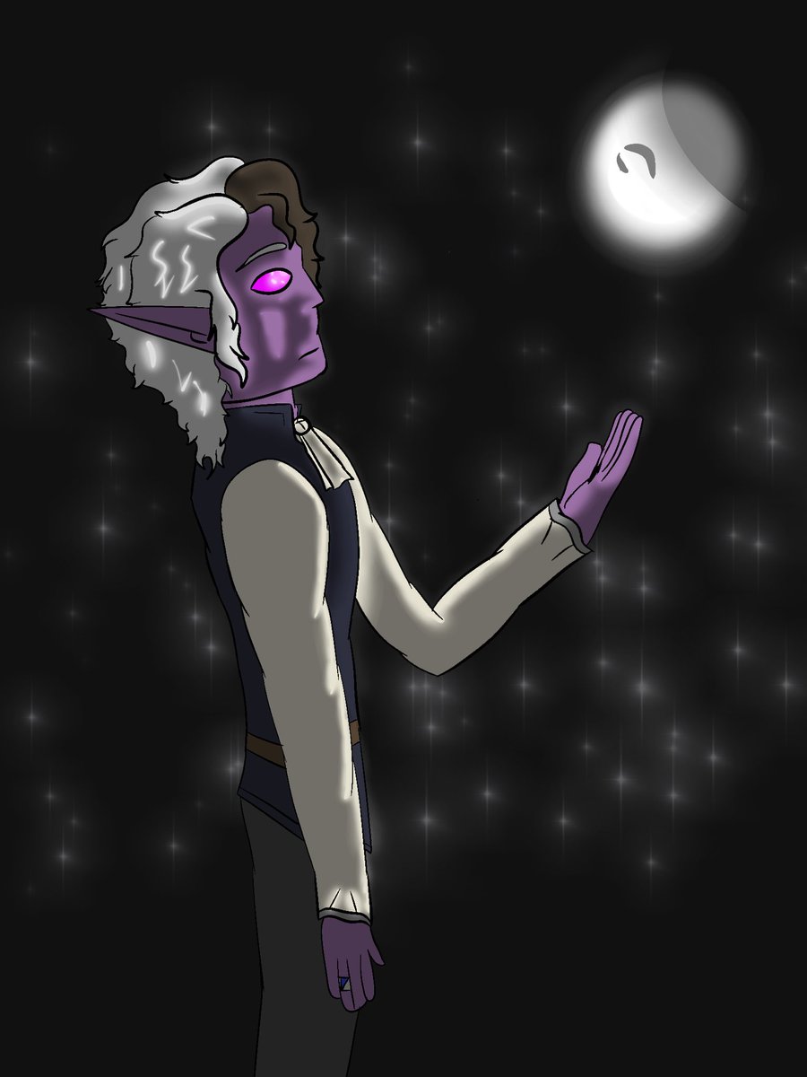 enby_kineticist's tweet image. #drowcember day 28! Florflor staring at the moon :)
He’s not usually too pensive but sometimes he gets existential
He just like me fr fr