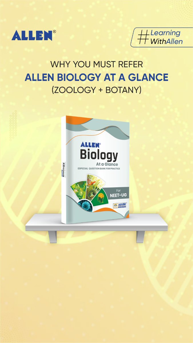 ALLENkota's tweet photo. 💫 Want to realize your dream of becoming a doctor?
📌 Excel with ALLEN Biology at a Glance (Zoology + Botany) & clear the NEET UG exam with high scores.
✅ Read here: https://t.co/33cxLAFZ50
#LearningWithALLEN #ALLENBiologyAtAGlance #ALLENKota #Zoology #Botany #NEETUG https://t.co/m2Fl0nQPZg