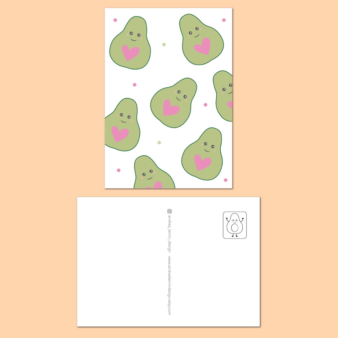 andrealem's tweet photo. A cute new postcard just added to my shop. Perfect for #ValentinesDay
💕🥑🥑

#earlybiz #postcard #avocado #illustration #illustrator https://t.co/YAWF5dpZKm