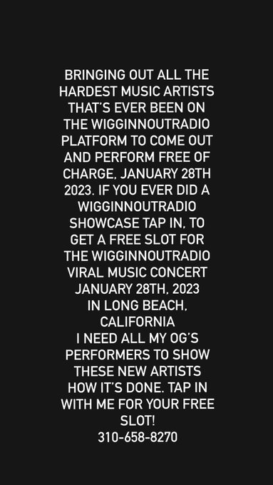 I need all my OG&rsquo;s Performers to be in this concert January 28th 2023. Free to those who ever perform