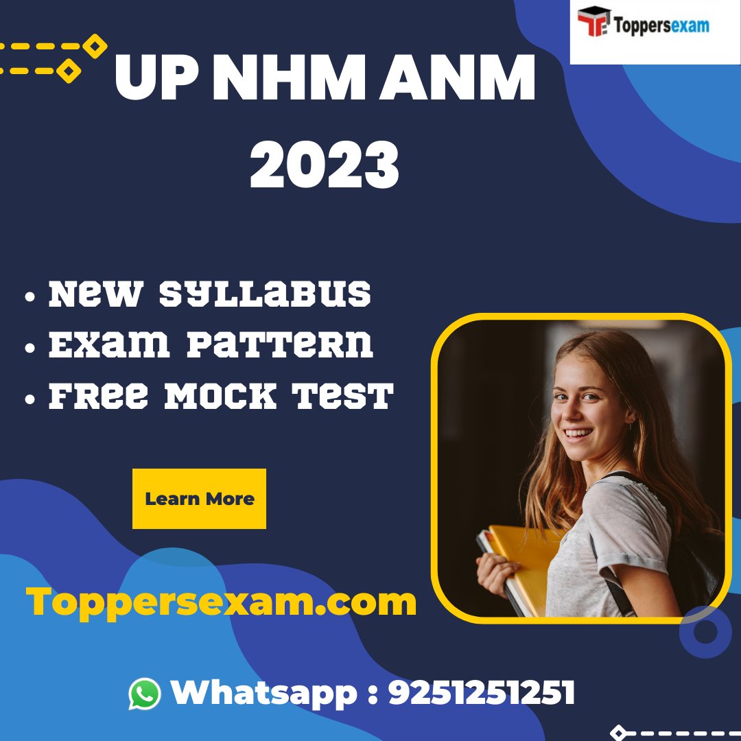 ToppersExam's tweet image. if you preparing for UP NHM ANM 2023 EXAM then Login toppersexam.com/NURSING-EXAMS/…

Whatsapp : 9251251251
.
follow for More : @toppers_exam
.
#upnhmanm #upexams #upnhm #nhmmocktest #nhmmcq #questionpaper #practicetest #practiceset