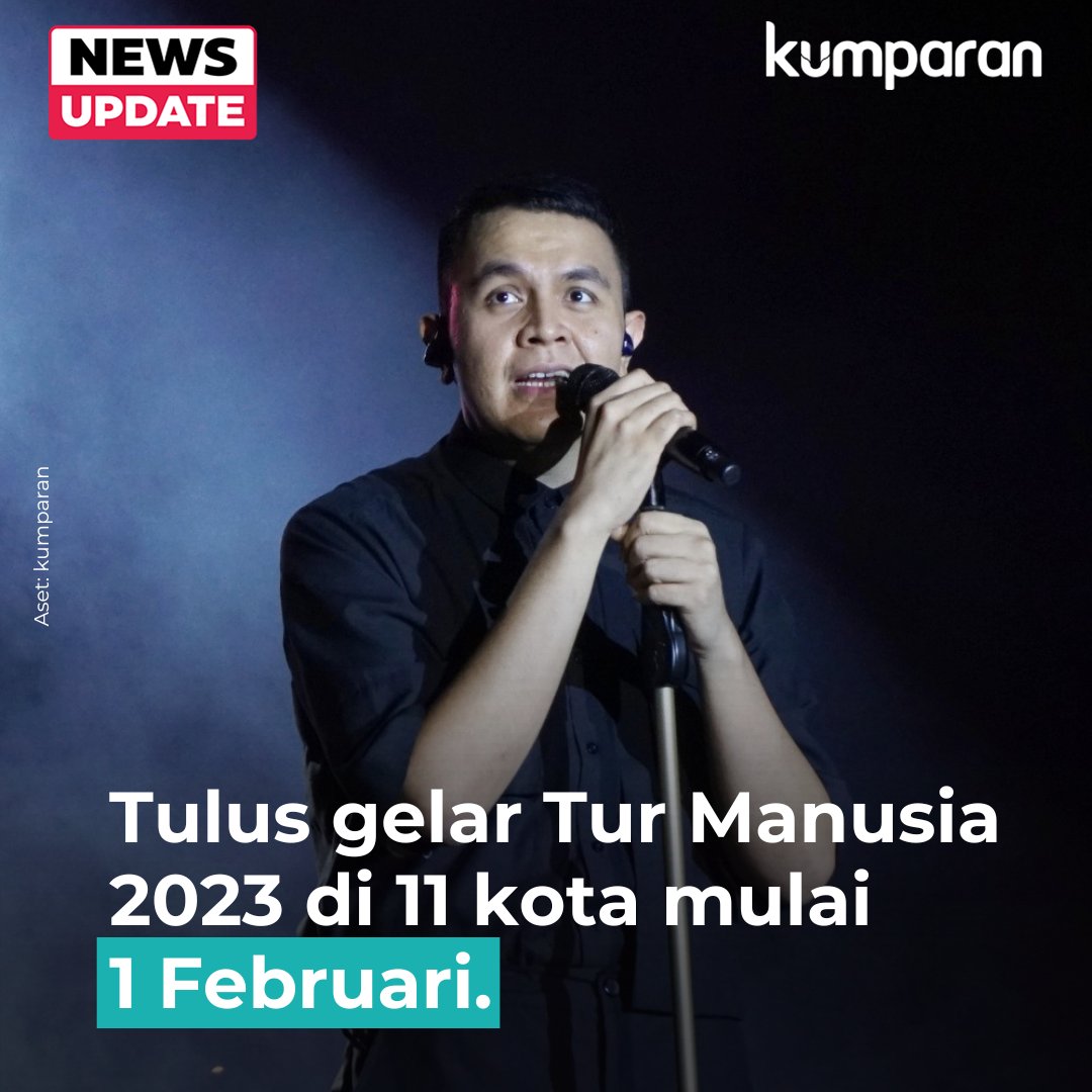 kumparan's tweet photo. Sudah siap nyanyi bareng @tulusm, Gais?! โจ
Tulus akan menggelar tur bertajuk Tulus Tur Manusia 2023. di 11 kota di Indonesia ini akan dimulai pada 1 Februari hingga 3 Maret 2023. #newsupdate #29des22 #entertainment #oneliner https://t.co/hiLSxrLY0I https://t.co/JIj6HWByGy