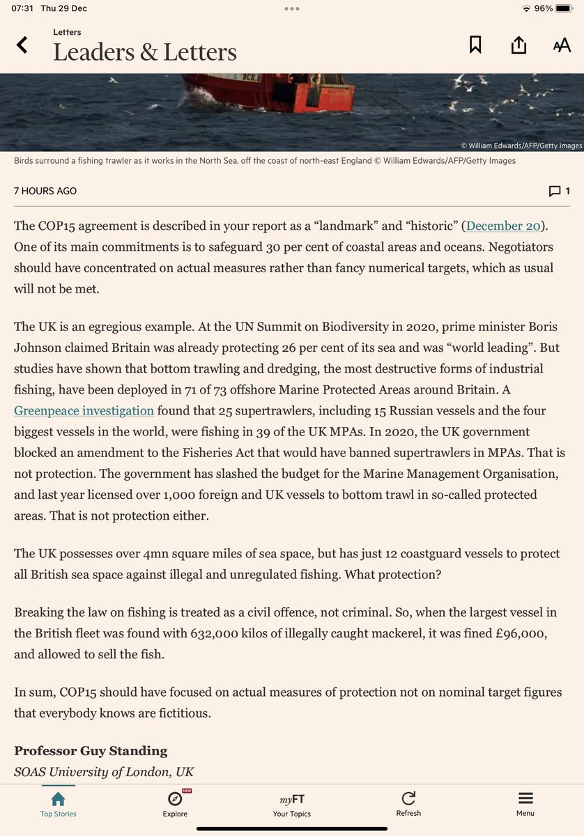Hugh Raven 🇺🇦 (@hughraven) on Twitter photo The UK’s “egregious” #fisheries management: “studies have shown that bottom trawling and dredging, the most destructive forms of industrial fishing, have been deployed in 71 of 73 offshore Marine Protected Areas #MPAs around Britain,” from a letter in today’s <a href="/FT/">Financial Times</a>. The UK’s “egregious” #fisheries management: “studies have shown that bottom trawling and dredging, the most destructive forms of industrial fishing, have been deployed in 71 of 73 offshore Marine Protected Areas #MPAs around Britain,” from a letter in today’s <a href="/FT/">Financial Times</a>.