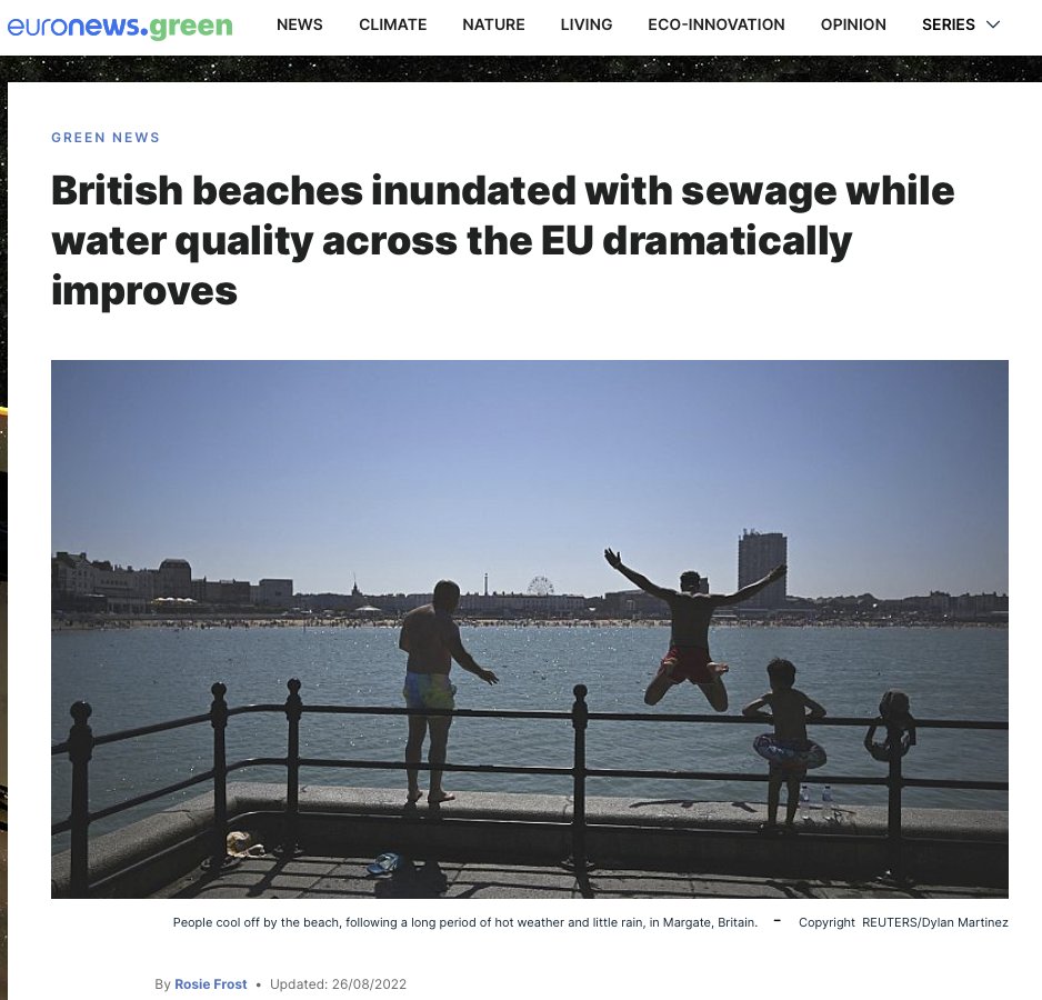 Compare and contrast 2 articles below 👇 Legislation penned by (you couldn't make this up 🤡) Johnson's father when he was an MEP, has transformed the quality of beaches around Europe But thank goodness the UK is getting rid of all these 'pointless burdensome EU laws', eh ? 👇