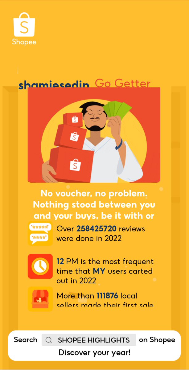 Shamiesedin's tweet photo. Check your Shopee Journey in 2022 now! https://t.co/LsvbZWmr2D https://t.co/WCTOTBxYxq