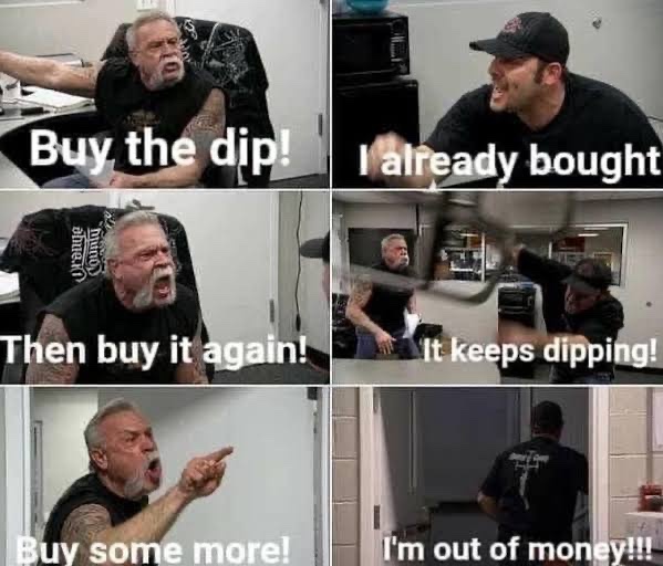 Its not me who buys dip its our friends who always insist us to buy Dips🤣 Tag your friends who can relate the same 😁

#CryptoInvestor #CryptocurrencyMarket #dip #cryptocommunity #CNFT #CNFTCommunity #CNFTCollection #BuyNFT #NFTCommunity #NFTGiveaway #Giveawayalert