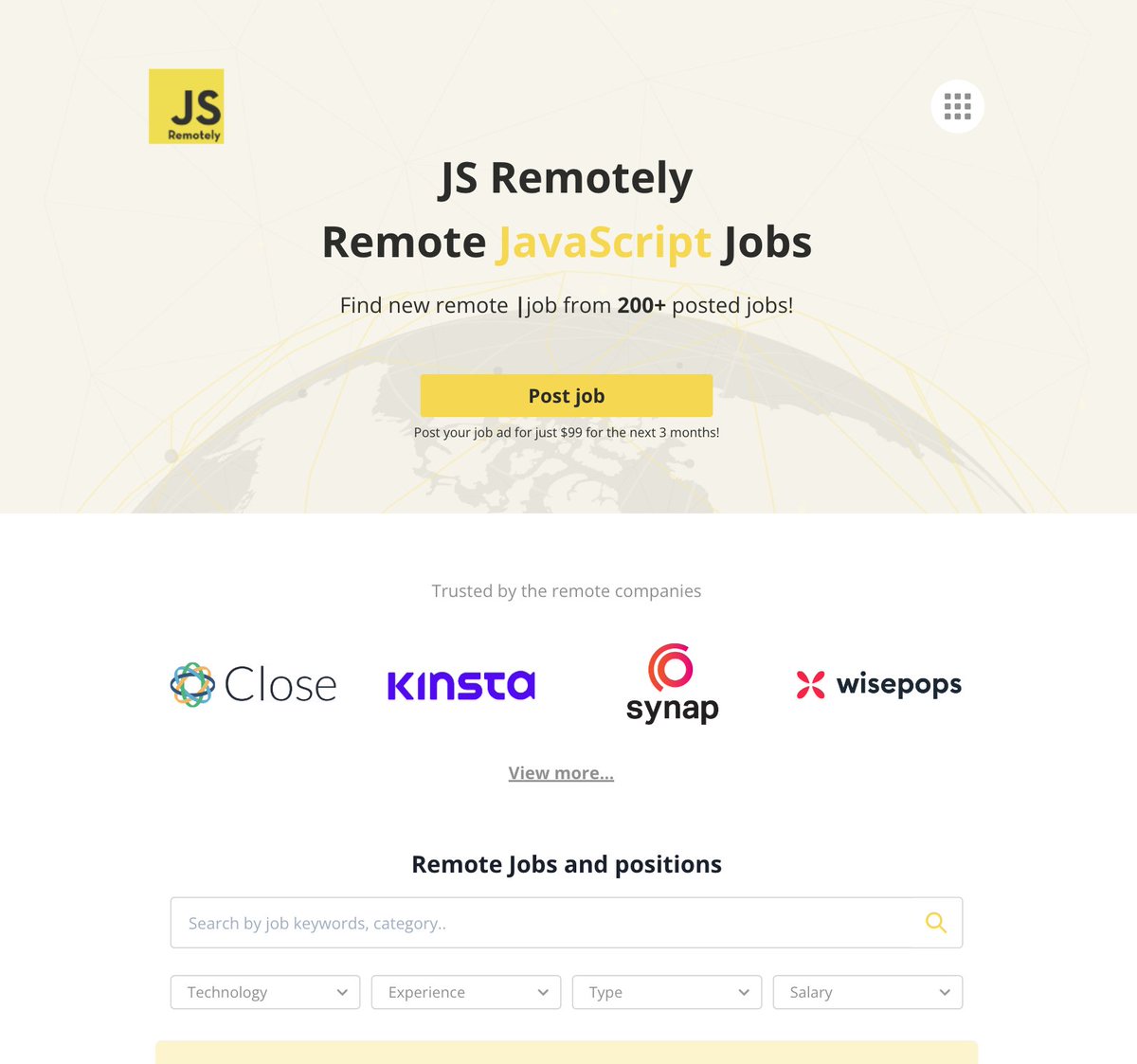 ChrisStaud's tweet image. 6. JS Remotely
This platform is awesome because it’s super specific — JavaScript remote work jobs! ⚡️🙌
There’s not as many job opps here, but they generally revolve around Frontend Development which is handy for frontend devs.
👉 jsremotely.com