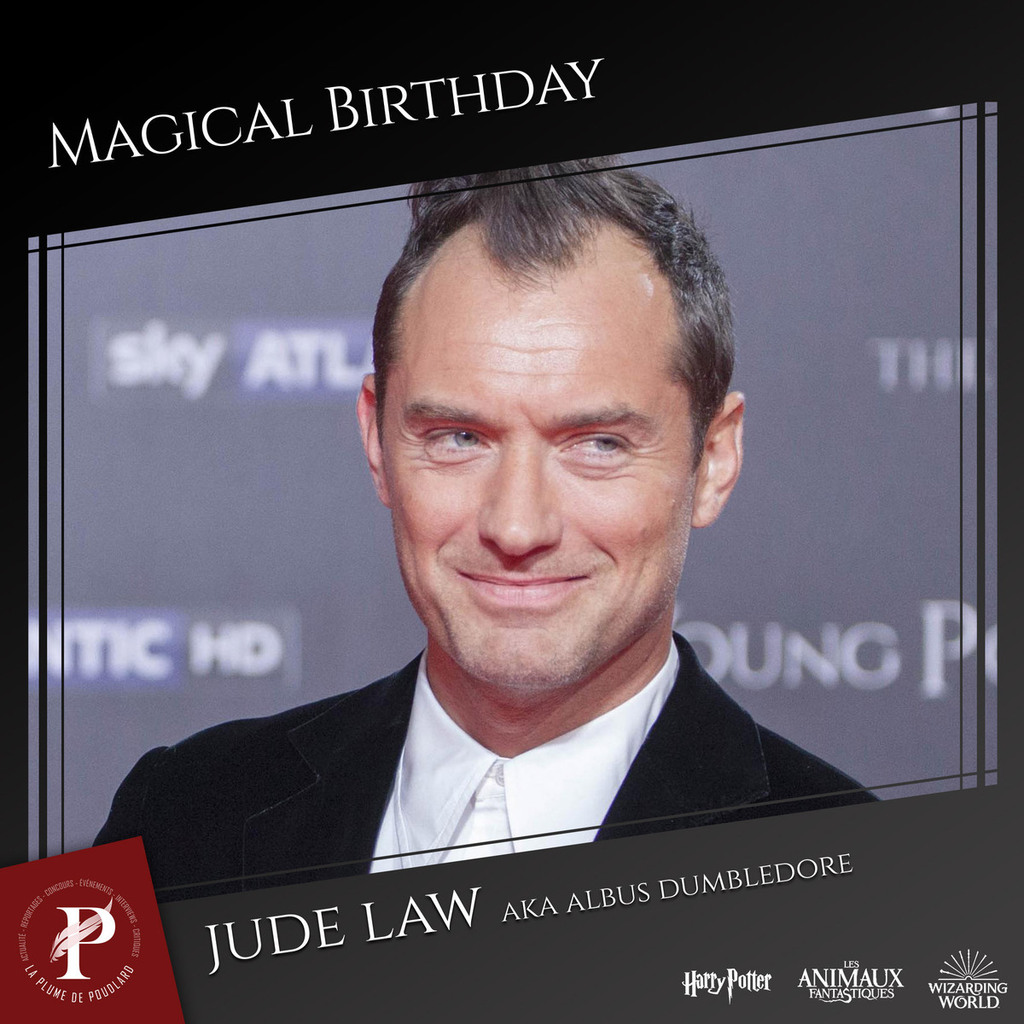 LaPlumePoudlard's tweet photo. [Magical Birthday]

Aujourd'hui le Wizarding World de J.K Rowling fête l’anniversaire d'un acteur des Animaux Fantastiques (prequel d'Harry Potter) : Jude Law.

Jude Law est le quatrième acteur à interprèter le rôle d'Albus Dumbledore

#magicalbirthday #harrypotter #jkrowlin… https://t.co/Zsmy15kLkm