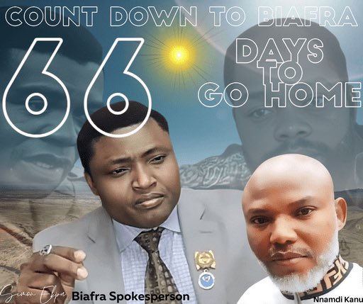 Chigbo_UnamJ's tweet photo. #67DaysToGo
Arch enemies of Biafra and Mazi Nnamdi Kanu are gradually obliterated one at a time from the face of the earth.
#BiafraFreedom is God's promise.
Biafra must come!
#FreeMaziNnamdiKanu https://t.co/8r3tVSwXgi