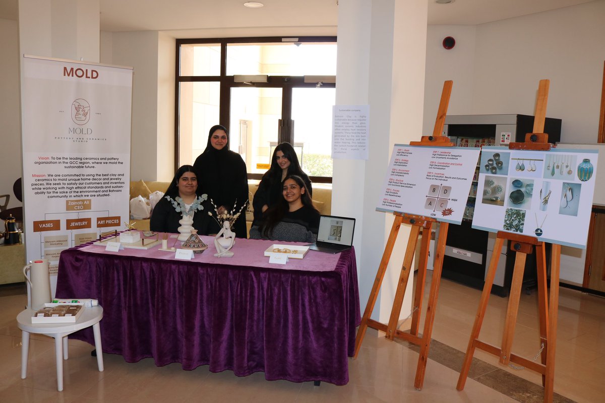 RUWBahrain's tweet photo. At the College of Business and Law, students of Dr. Al-Barghouthi’s Organizational Design course organized a final presentation exhibition around the topic of “Responsibility & Sustainability”, Students showcased sustainable and creative business projects.
#ruw #bahrain https://t.co/j8sD73POaa