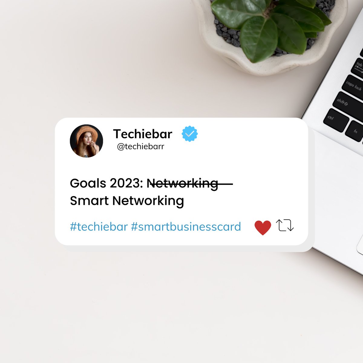 Switching to the smarter and quicker way of networking is on top of our 2023 goals. What's yours? 

Network smarter with Techiebar.

Get yours now at Techiebar.co.in

#taptoshare #networking #smartbusinesscard #goals2023