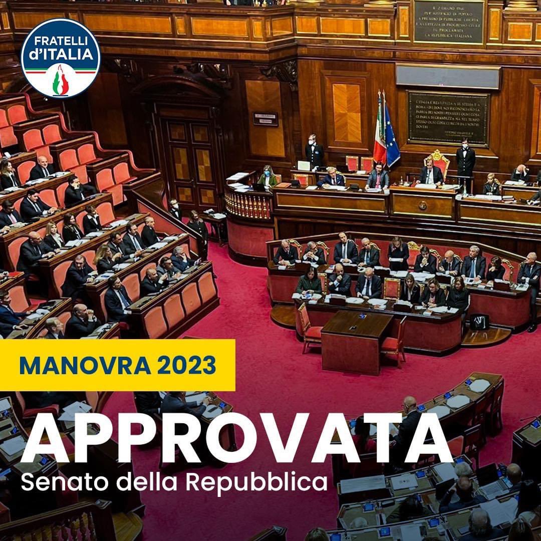 🔵 La #manovra2023 è stata approvata al Senato della Repubblica

🇮🇹 L’Italia si rimette in cammino
