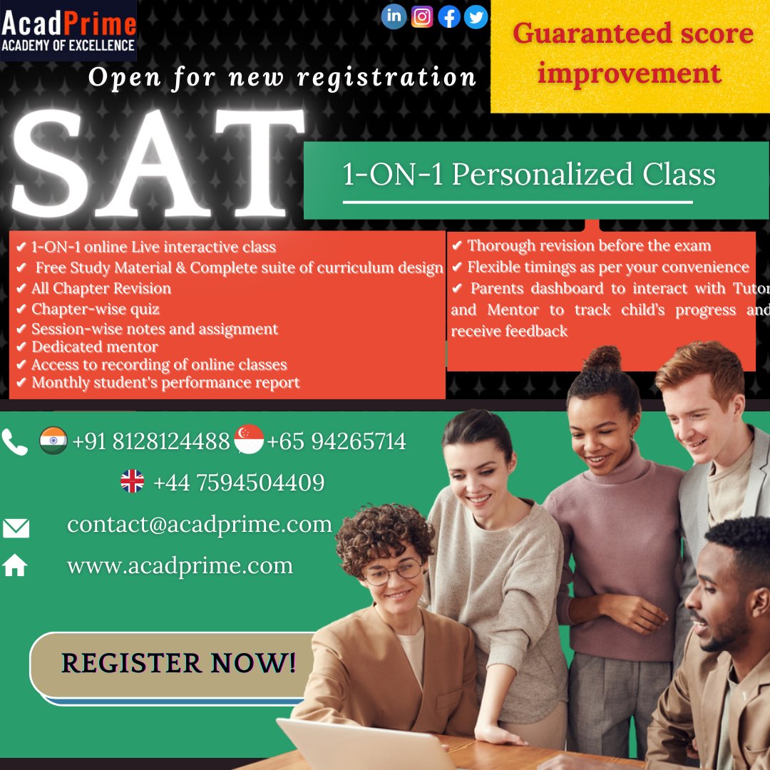 AcadPrime's tweet photo. We are super excited to announce our new product, "SAT Prep". The expansion of new product line is testament to our remarkable growth in global ed-tech world. for college admissions in the United States.
For more details, please click on https://t.co/W1Mky8m5wV https://t.co/Ayr1yyLs2d