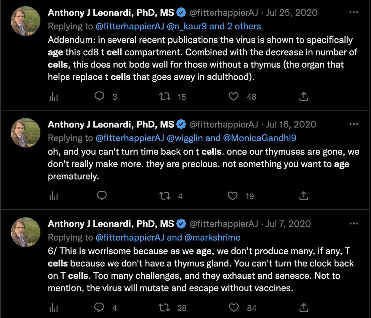 fitterhappierAJ's tweet photo. Yep. I kept telling people years ago.

As Drosten acknowledges, Covid impressively ages the T cells

Now it trickles into the consciousness of virologists
https://t.co/paHWqgqxsK

https://t.co/ll1QGc3AAR https://t.co/TNMk55DAYT