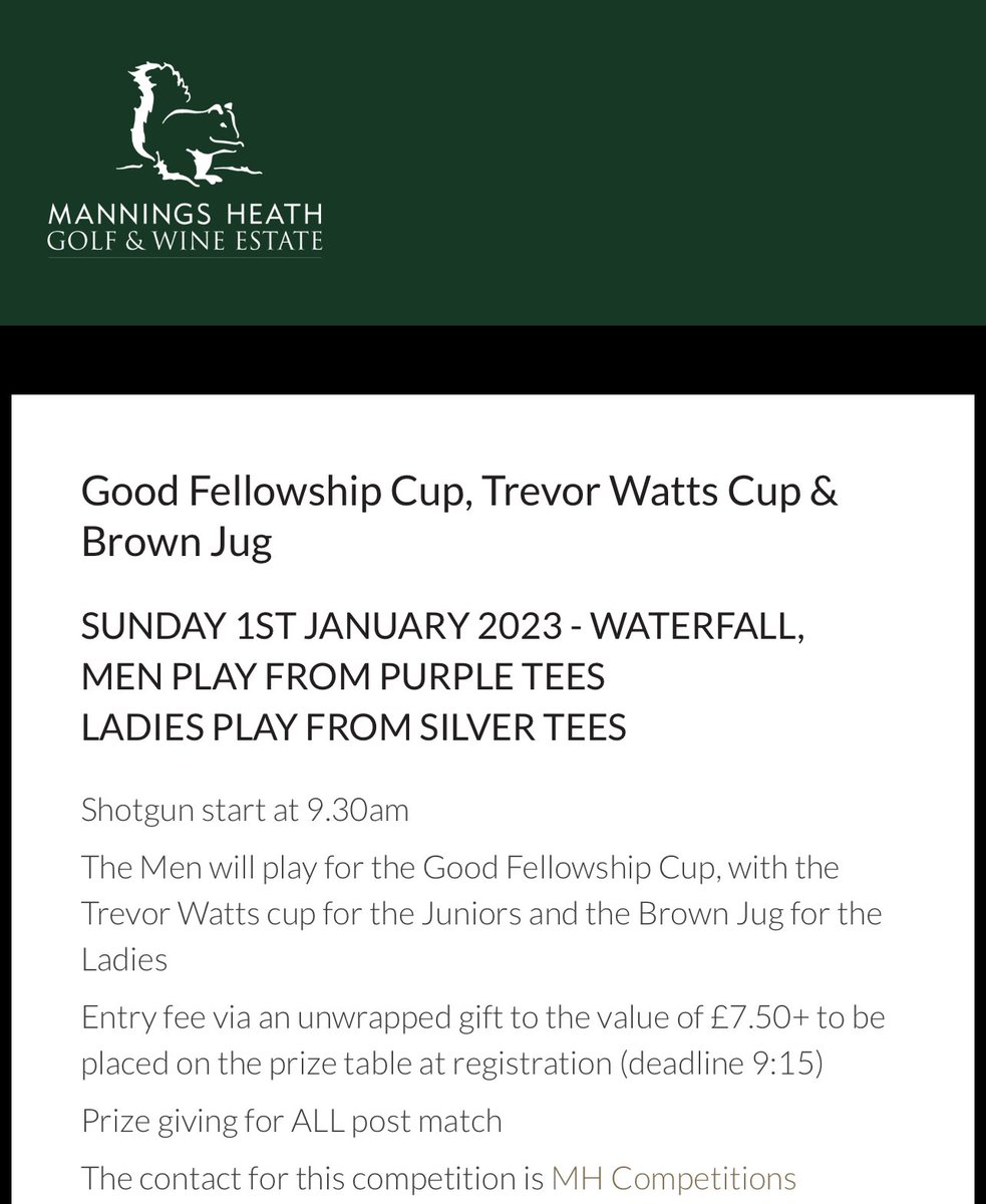 MemberMh's tweet photo. Why not drag yourself out of bed on New Year’s Day to celebrate the start of 2023 on the #Waterfall in the Goodfellowship Cup - open to guests as well! 👍🏌🏻‍♂️(contact mhcompetitions1905@gmail.com) https://t.co/6mfW6D96yH