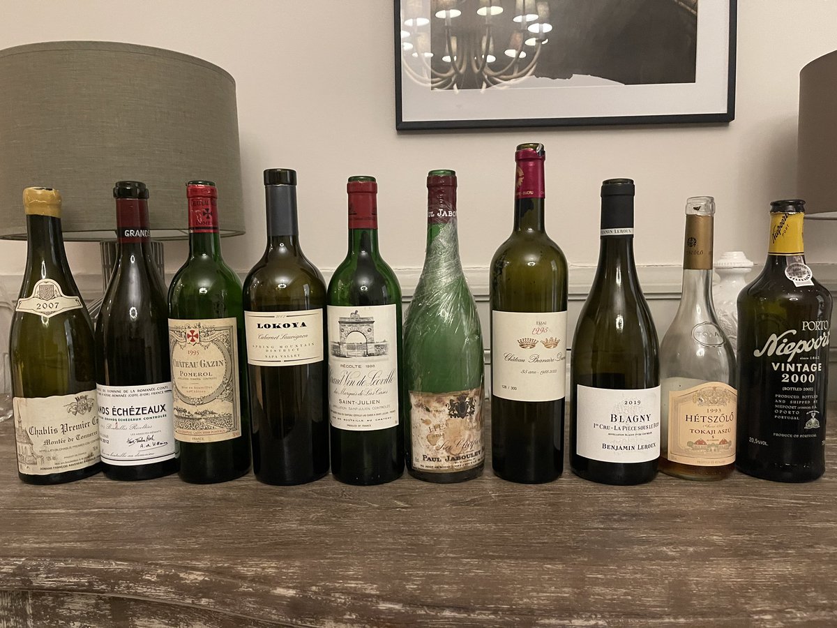 BenjaminHessel's tweet photo. About last night 🍷💫

#Raveneau #Chablis #RomaneeConti #Gazin #Pomerol #Lokoya #LasCases #Jaboulet #BenjaminLeroux #Blagny #Tokaji #Porto https://t.co/3vQWKil2TN