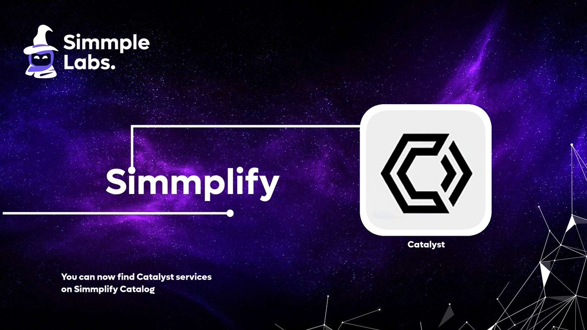 web3_catalog's tweet photo. We warmly welcome @CatalystxHub to Simmple Labs Ecosystem. You can find Catalyst Services on Simmplify Catalog now.
            
Simmplifying the web3 journey, one builder at a time! https://t.co/nKC5ZUKLV1