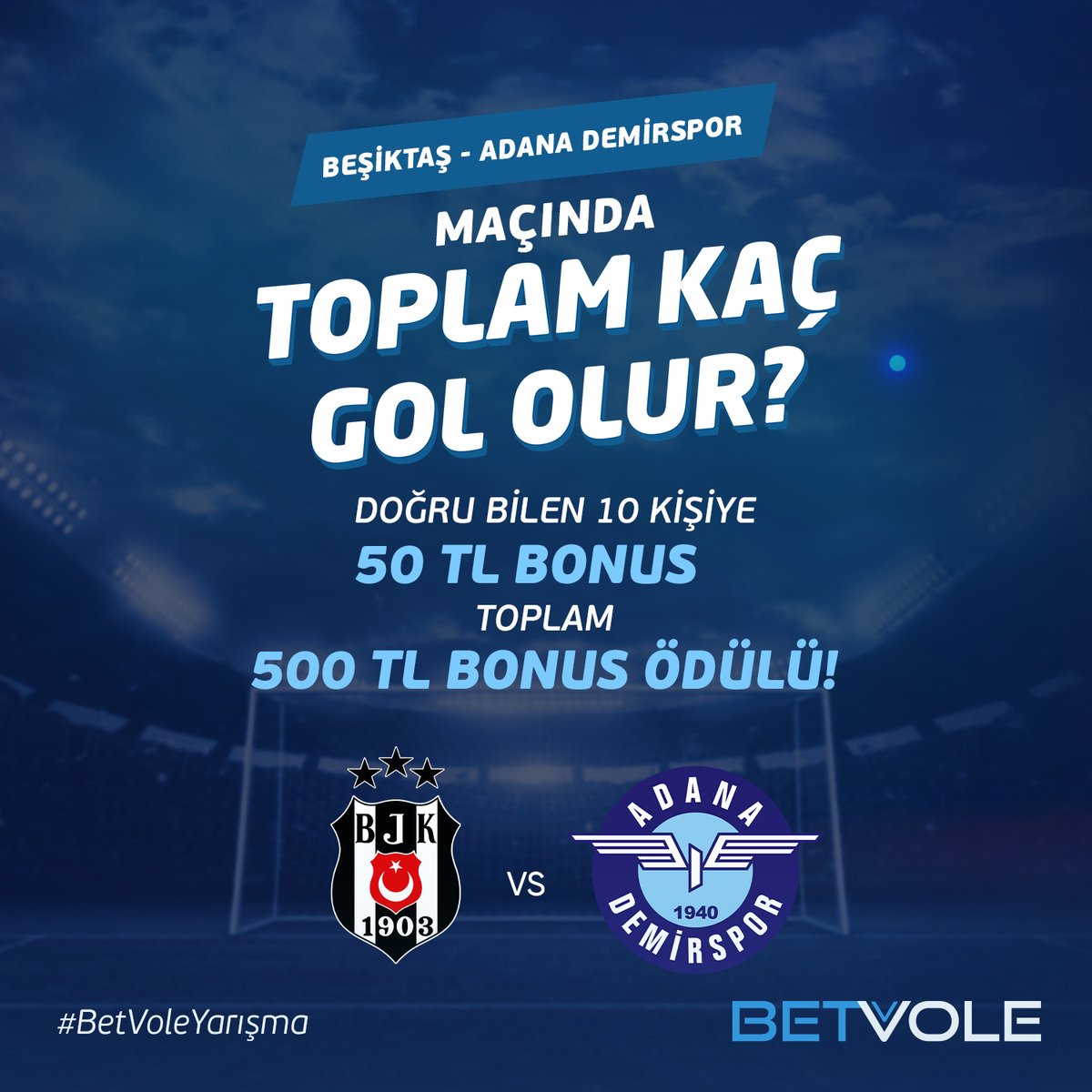 betvolebtv's tweet photo. ⚽️BEŞİKTAŞ - A. DEMİRSPOR maçında toplam kaç GOL olur tahmin et,
☑️Sayfayı takip et,
☑Gönderiyi #BetVoleYarışma etiketiyle RTle,
🖊Kullanıcı adını yaz,
‼Son 3 gün içinde son işlemi min. 50TL yatırım olanlar katılabilir.
✨Anlık bonus ve duyurular için; https://t.co/1KcS52BvuH https://t.co/AYN7XeGuKk