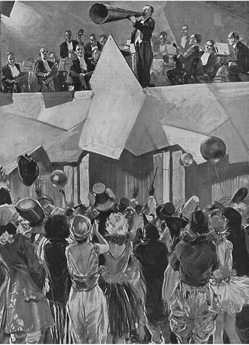 ejaleigh's tweet photo. 7th February 1923 The announcement of a royal birth at the Royal Albert Hall. 

The photograph shows the surprise announcement by giant megaphone at the Chelsea Arts Club Ball of the birth of Princess Mary’s first son, George Lascelles, (later The 7th Earl of Harewood). https://t.co/hlJHRMAGy1