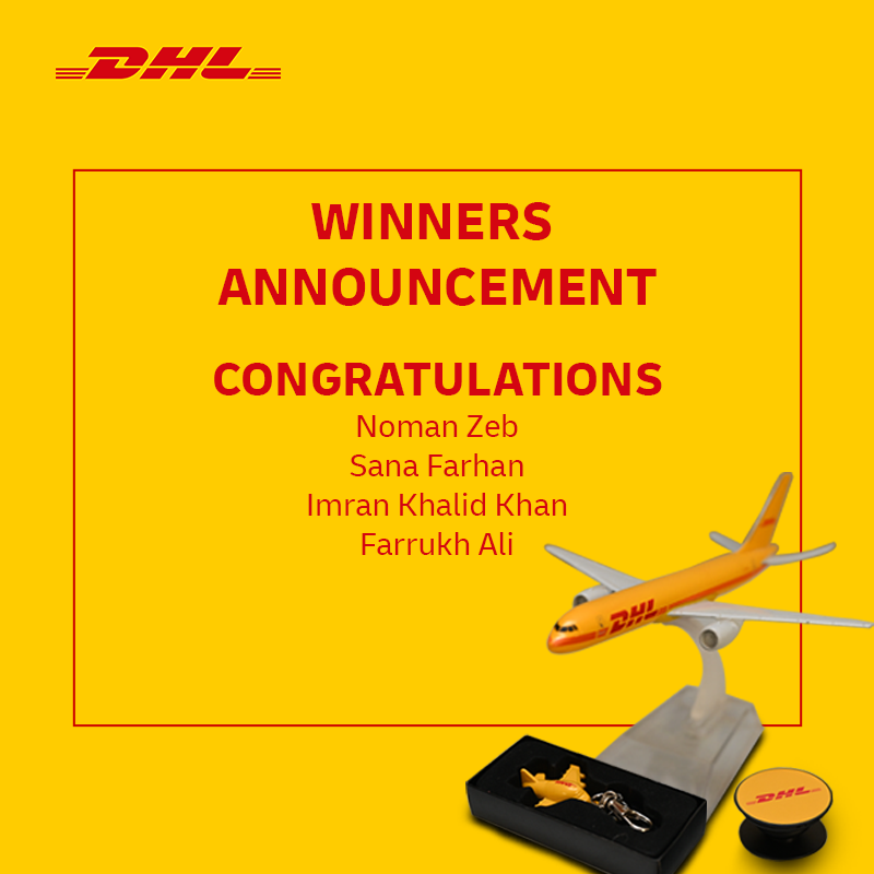 Congratulations to all the winners.
Kindly inbox us your contact details to get your giveaways.
#DHLexpressPakistan #giveaway