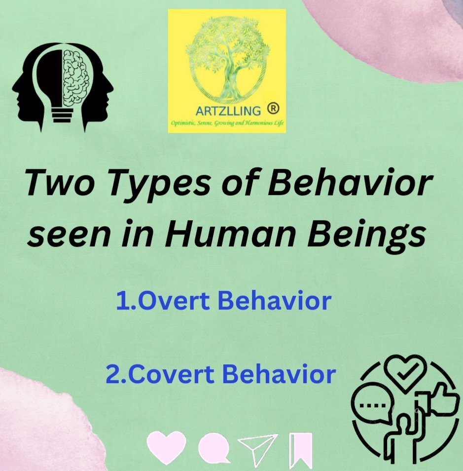 Did you know there are two types of Behavior 

✴️ Overt Behavior - Which can be seen in a person
Eg : Angry , Crying 

✴️ Covert Behavior - Which is hidden and you  cannot directly see it 
Eg : Thinking, Imagination, Day Dreaming