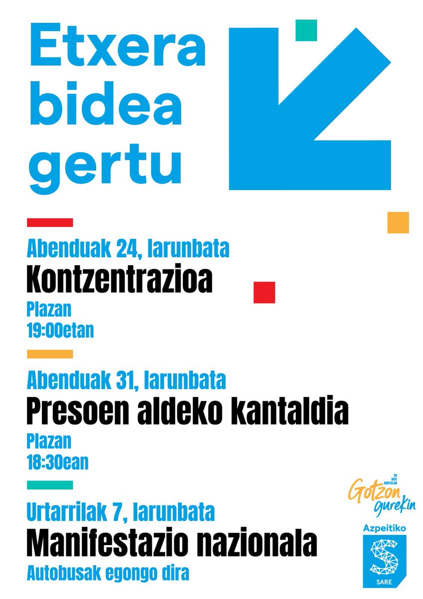 AzpeitikoSare's tweet photo. Abenduak 31, larunbata

PRESOEN ALDEKO KANTALDIA

📍Azpeitiko plazan

⏰18:30

#etxerabideagertu https://t.co/MbLNUswk7X