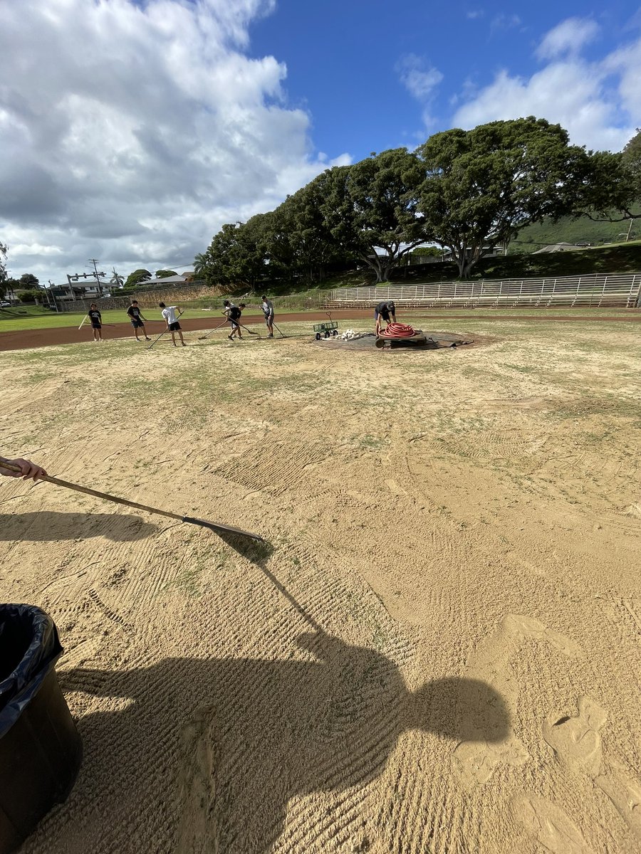 Was with my boys today working hard filling in holes on our infield. #midpac