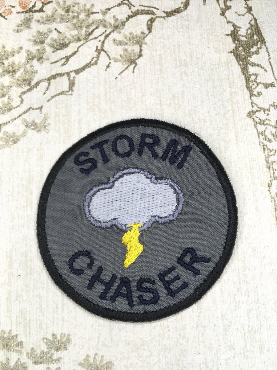 thecuriohamster's tweet photo. Thanks for the kind words! ★★★★★ "Exactly what I wanted and expected" Emily https://t.co/KCVez0VA5F #etsy #irononpatch #meritpatch #embroidery #weather #thunder #storm #stormchaser https://t.co/lru60uGvIh