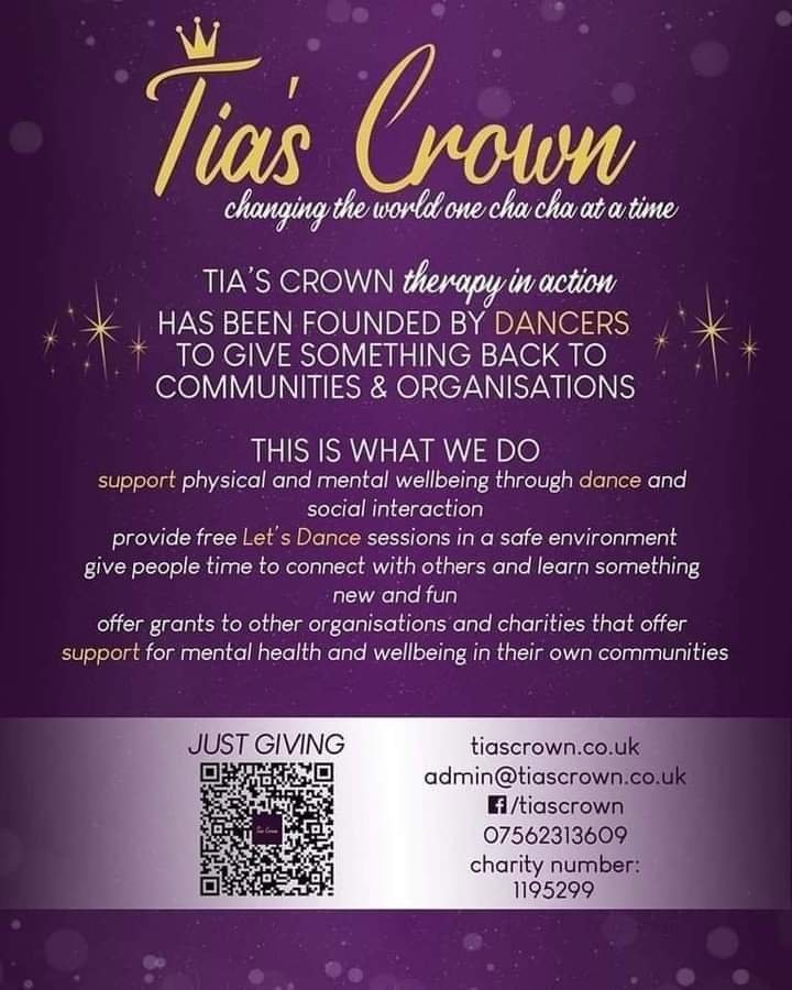 𝙒𝙚 𝙖𝙧𝙚 𝙏𝙞𝙖'𝙨 𝘾𝙧𝙤𝙬𝙣....💜👑

This is what we do!

For more information please send us a DM or drop us an email: admin@tiascrown.co.uk 

#TiasCrown
#DancersMakingADifference
#Charity #Team #danceformentalhealth