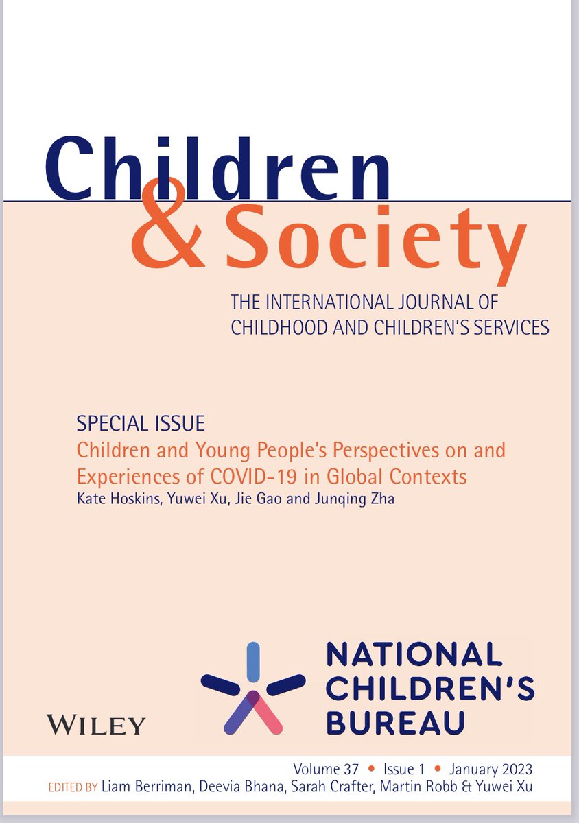 Children & Society (@cands_journal) on Twitter photo Our first issue of 2023 is now published!!! It is a special issue on children’s perspectives and experiences of COVID, featuring 15 articles covering six continents & 22 countries. 👉 onlinelibrary.wiley.com/toc/10990860/2… <a href="/ncbtweets/">National Children's Bureau</a> <a href="/SigChildhoods/">BERA SIG Children and childhoods</a> <a href="/BSAChildhood/">BSA Childhood</a> <a href="/child_ethics/">ethical research involving children</a> <a href="/CLPN_ac/">The Childhood, Law & Policy Network (CLPN)</a> Our first issue of 2023 is now published!!! It is a special issue on children’s perspectives and experiences of COVID, featuring 15 articles covering six continents & 22 countries. 👉 onlinelibrary.wiley.com/toc/10990860/2… <a href="/ncbtweets/">National Children's Bureau</a> <a href="/SigChildhoods/">BERA SIG Children and childhoods</a> <a href="/BSAChildhood/">BSA Childhood</a> <a href="/child_ethics/">ethical research involving children</a> <a href="/CLPN_ac/">The Childhood, Law & Policy Network (CLPN)</a>