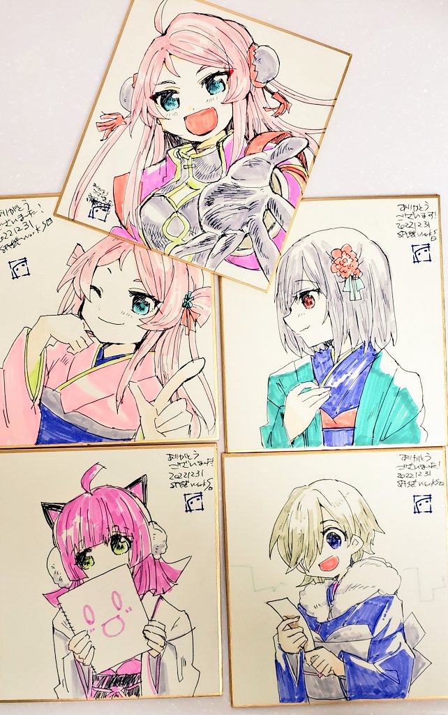 31日用に色紙描きました②ランジュ2枚と栞子さん、ミアちゃんと璃奈ちゃんの5枚 計9枚です🙆 
