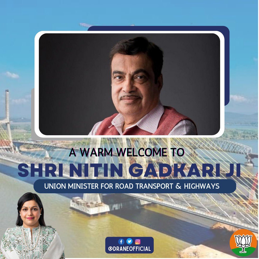 draneofficial's tweet photo. A warm welcome to Shri @nitin_gadkari Ji to Goa where he will inaugurate the engineering marvel #ConnectingGoa - the new #ZuariBridge https://t.co/pI4k70bPgO