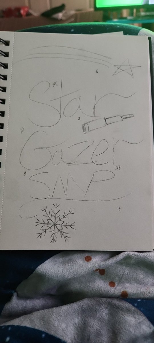 SGSMP_Official's tweet photo. Doodled a logo for SGSMP. I imagine the background being a snowy and starry sky. Key aspects bring the shooting star, the spyglass and the snowflake. #stargazersmp #sgsmp #minecraftsmp #minecraft #mcyt #nightshadestars https://t.co/m5qc7odhGC