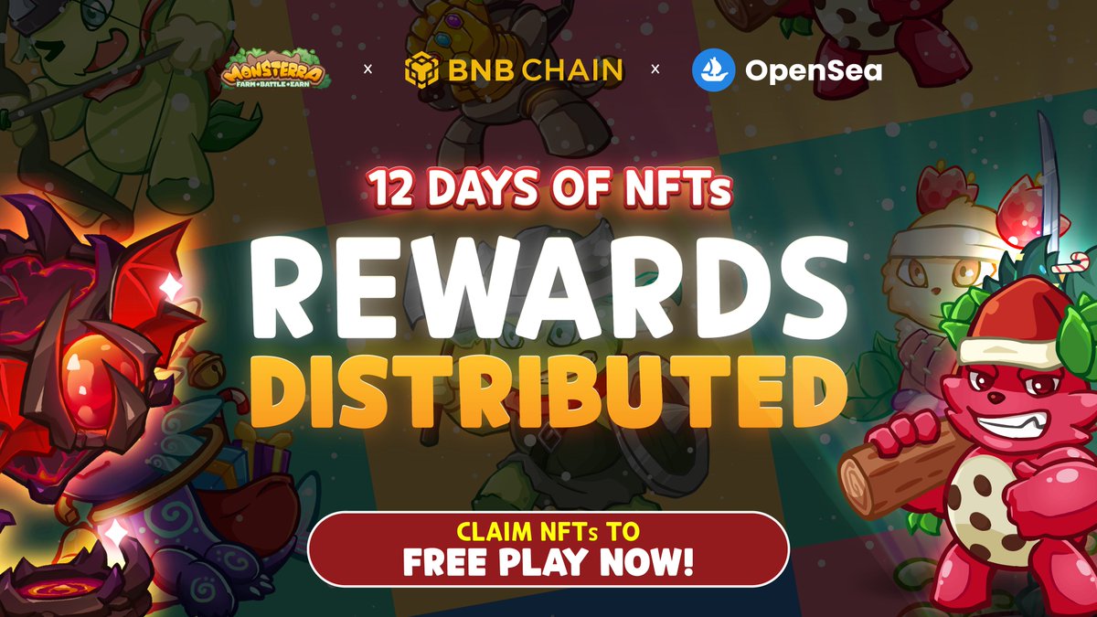 Monsterra_P2E's tweet photo. 🔥@BNBChain x @opensea #12daysofNFTs: Rewards Distributed🔥
🎁150 #Monsterra Devil's Crime Boxes found 150 lucky owners.
Check out the RESULT list👉https://t.co/hkDKq9ran1.
🎮Claim #NFTs to free play NOW: https://t.co/KmEgkqyYmB
Like & RT to share with your friends❗ https://t.co/UrK6aVgK5E