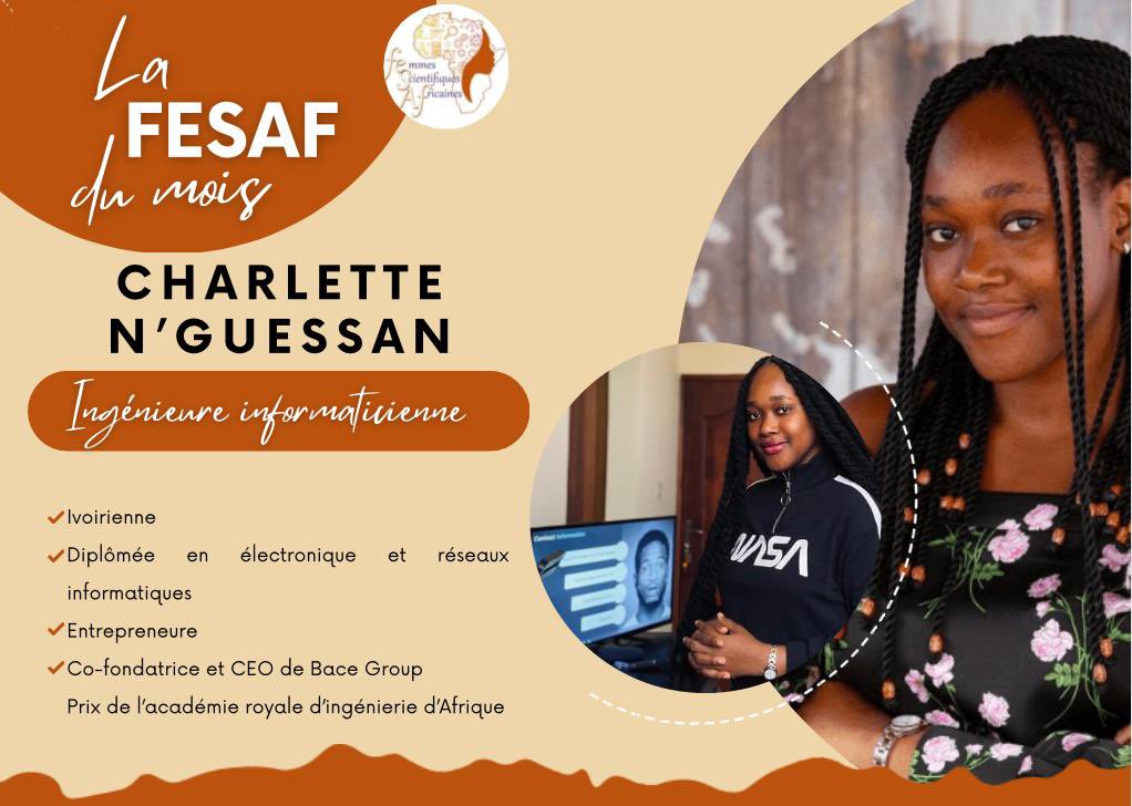 ONGFESAF's tweet photo. Charlette est une figure de l’IA en Afrique, et c’est la FESAF du mois.

Tech-entrepreneure, CEO de Bace Group, laureate du prix de l’académie royale d’ingénierie d’Afrique… 

Charlette est une jeune femme scientifique africaine qui nous inspire. 

#ONGFESAF https://t.co/StSDBmVpVd