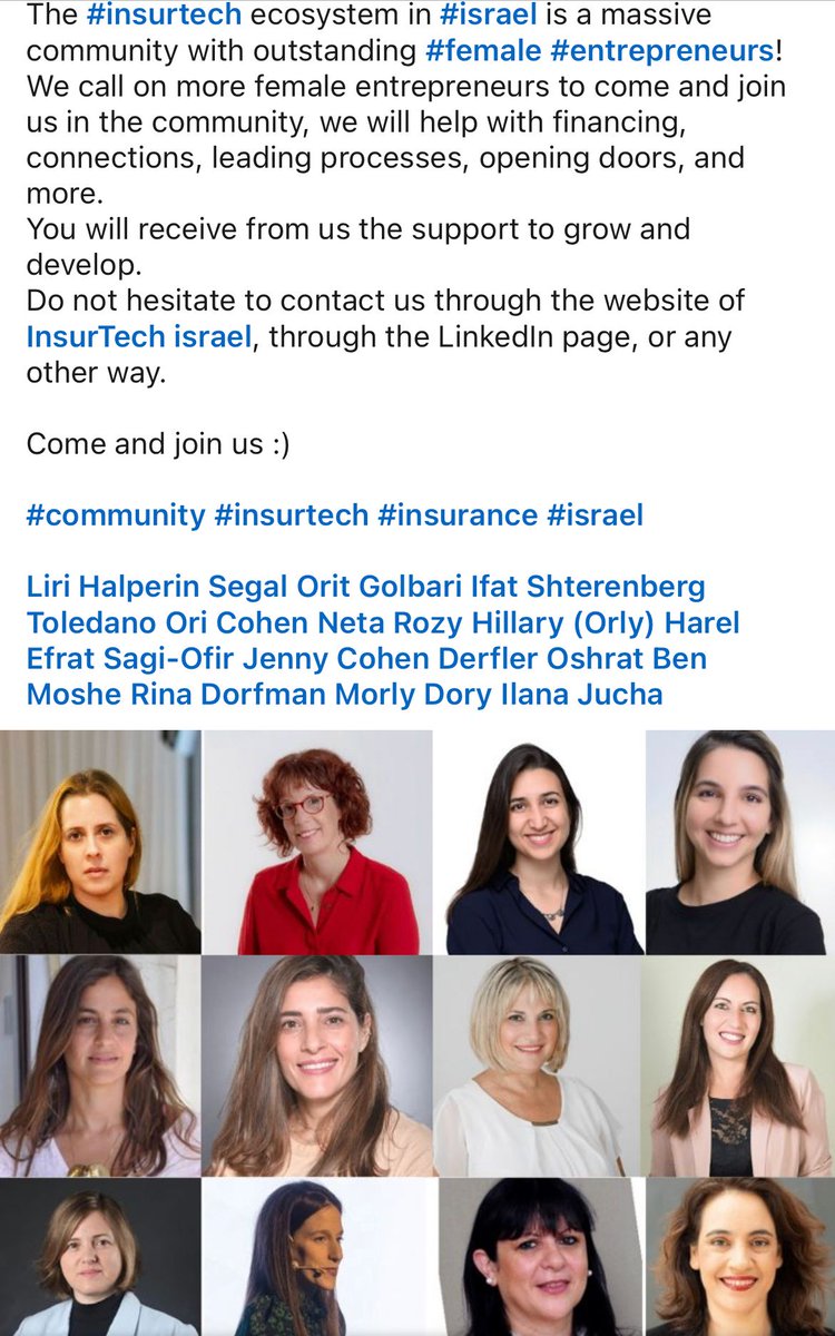 Thank you InsurTech Israel for featuring Serenus.AI's (serenusai.com) CEO, Mrs. Hillary (Orly) Harel as part of the female entrepreneurs in the Insurtech community. It is an honor to share the same platform with these women. lnkd.in/dj8C5nMz