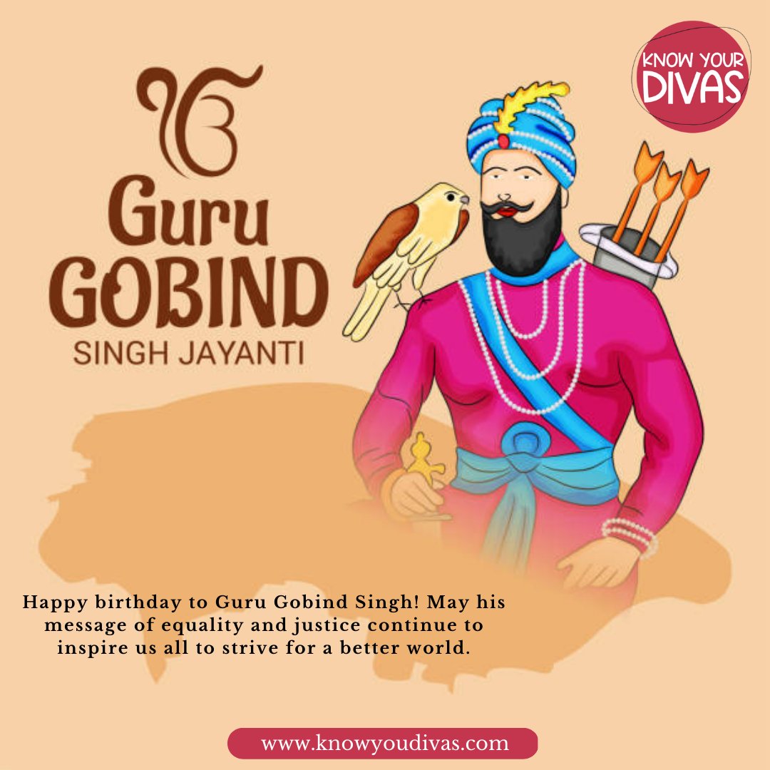 knowyourdivas's tweet photo. Happy birthday to Guru Gobind Singh! May his message of equality and justice continue to inspire us all to strive for a better world.

#gurugobindsinghji #jayanti #knowyourdivas #birthday #equality #world #love #respect https://t.co/TDZx4cEqAJ