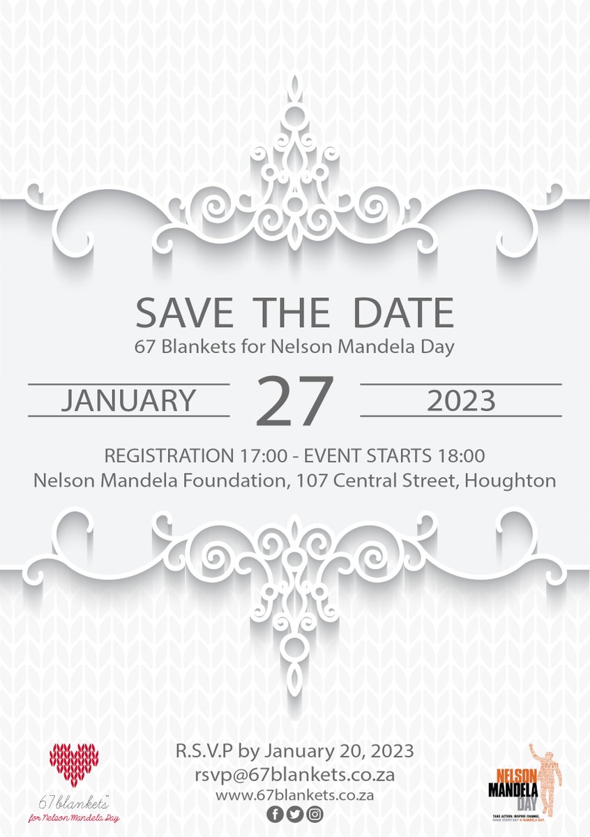 SAVE THE DATE - our 9th birthday is coming up!

We will be celebrating at the <a href="/NelsonMandela/">NelsonMandela</a> Foundation and would love for you to join us!
 
Please R.S.V.P by January 20, 2023.
Email: rsvp@67blankets.co.za

#birthday 
#67Blankets
#nelsonmandela
#localblanketsislekka