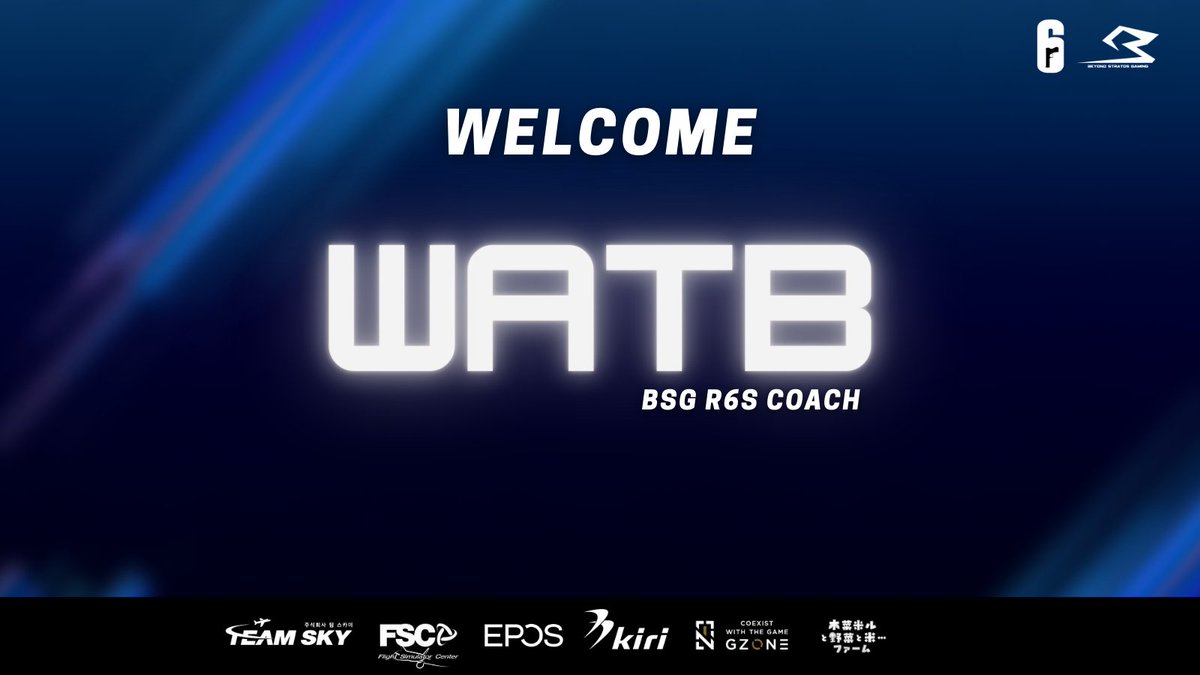 📌【#RainbowSixSiege Div. New coach join the BSG】
다가올 2023시즌 BSG레인보우식스 팀의 새로운 코칭스텝으로 오랜시간 쌓아온 경험과 검증된 능력으로 팀의 전력을 한층 끌어올려 줄 WATB (<a href="/WATB_r6/">왓비/WATB</a>) 코치가 합류하게 되었습니다. 

여러분들의 많은 응원 부탁드립니다! 

#BSGWIN