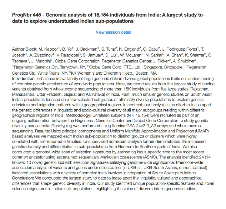 An interesting abstract in the recent <a href="/GeneticsSociety/">ASHG</a> meeting caught attention, primarily since 
🔘was on the #Indian population
🔘there were no Indian organisation / investigators
🔘as published by a pharma company and a another which had(!) operations in India.
The abstract 👇