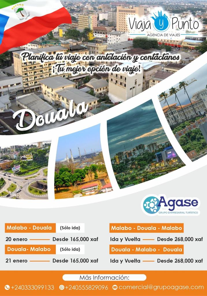 Acércate hoy a nuestra agencia para reservar su billete. #plazaslimitadas 
Nos vamos a Douala? 🇬🇶✈🇨🇲