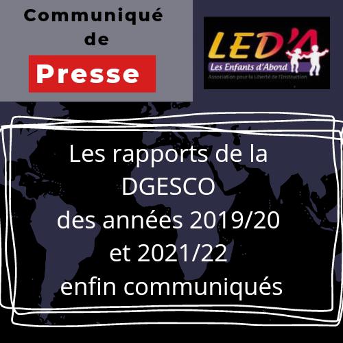 LED_A_'s tweet photo. 📪 Les rapports de la DGESCO des années 2019/20 et 2021/22 communiqués. 

LED’A dresse un constat amer :
✅️ Des contrôles toujours aussi satisfaisants
✅️ Des situations litigieuses toujours à la marge
❌️ Toujours aucun chiffre n’étaye la thèse du séparatisme https://t.co/aaXnw2Aj3R