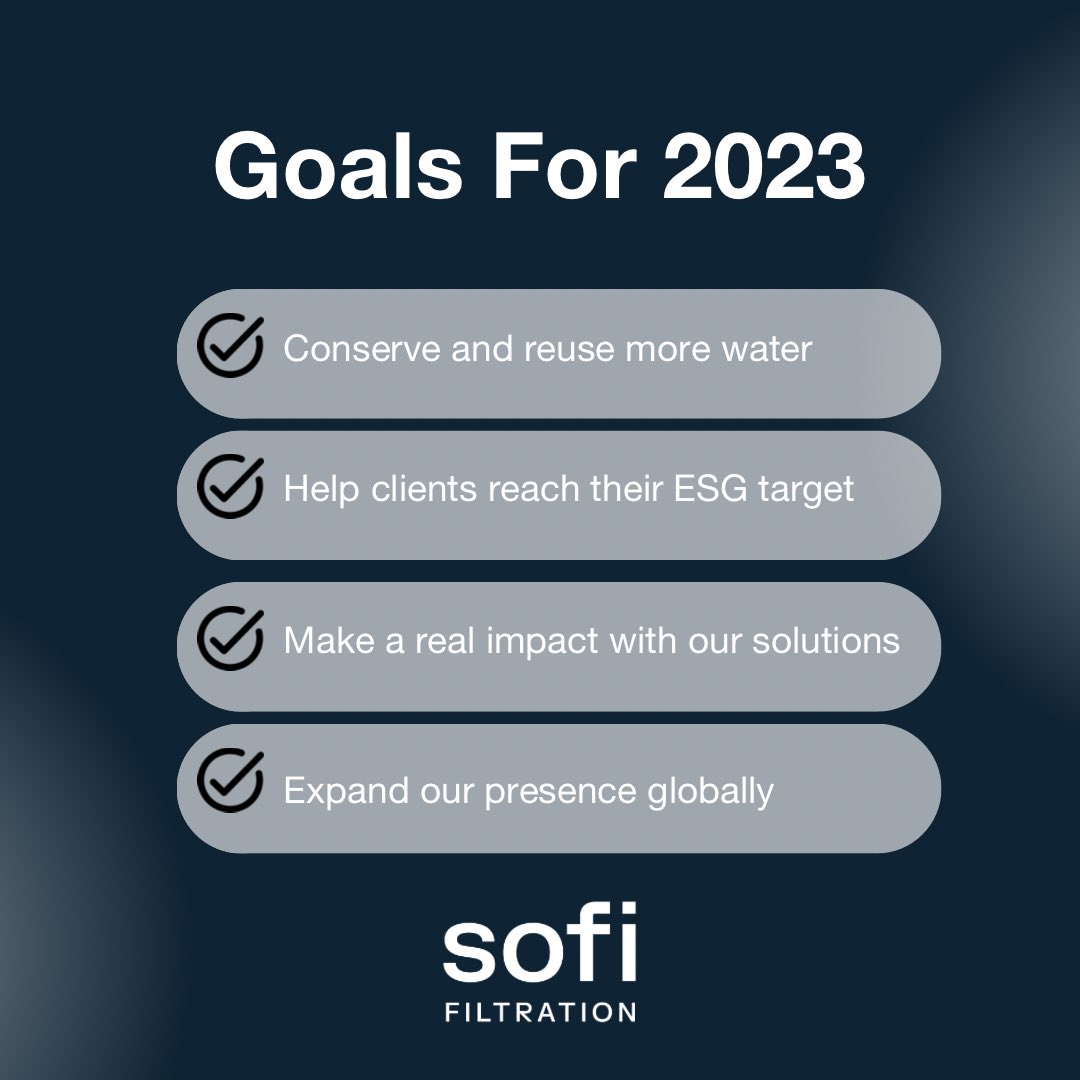 What are some of your 2023 goals? 
Let us know.

Learn more about our patented technology by visiting our website Sofifiltration.com.

#energyindustry #oilandgas #wastewater #filtrationandseparation #waterislife #sustainabiliy #waterfiltration #water
