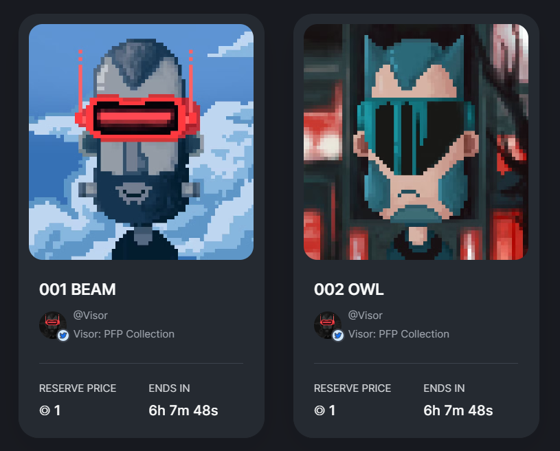 VisorSol's tweet image. 6 hours left and our auctions are still available to bid! #001 Beam and #002 Owl are still waiting to be adopted!

Go checkout the link down below👇