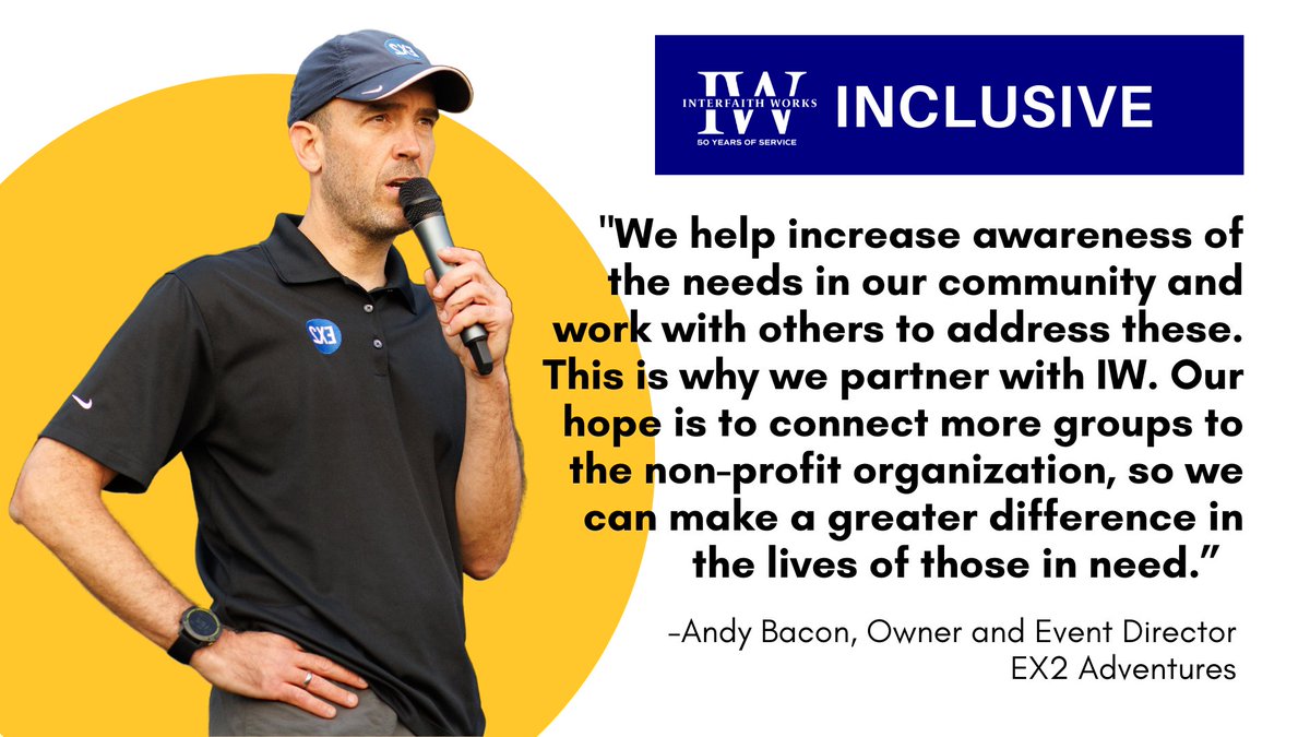 InterfaithWorks's tweet photo. As we wrap up 2022, we reflect on our tremendous partnerships. That includes @andybacon1 & his @ex2adventures. They use their fun events to raise funds & elevate awareness of Interfaith Works. Thank you!
#inpartnershipwecan #inclusive #community https://t.co/coKA5KOZMm