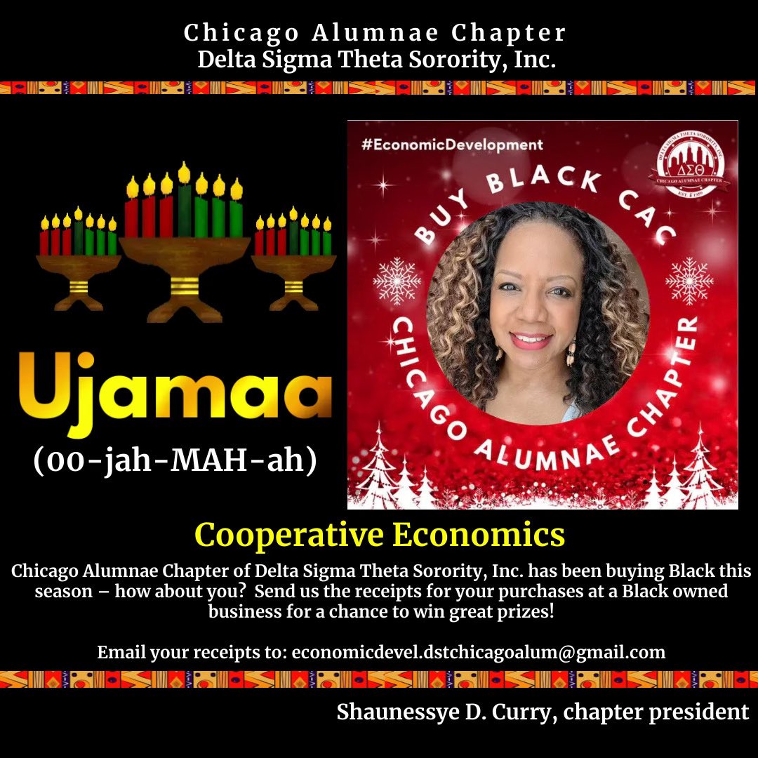 ChicagoDeltas's tweet photo. It’s Day 4 — UJAMAA — of Kwanzaa, the seven-day Black cultural celebration established by American activist and author Maulana Karenga. Please join the #ChicagoDeltas in recognizing and honoring this day. #Kwanzaa2022 #ShareTheValues #ForTheCulture https://t.co/YUOUN9PSOb