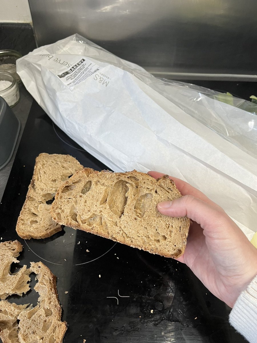 aims0204's tweet photo. @marksandspencer how you can sell this a bread? Not one slice is usable, every piece has huge holes in. Will knead to make an additional journey to return this to your Chelmsford store, at my expense. https://t.co/JboZlGNsKC