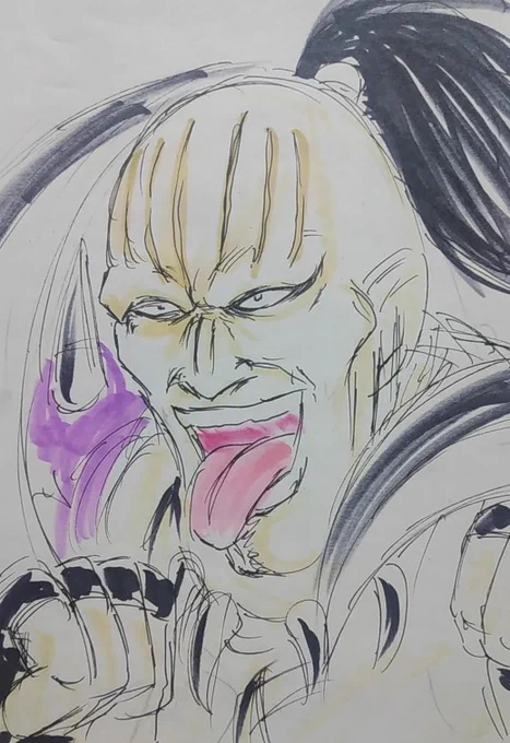 寝る前5分ドロ。ポニテキャラやキツネキャラのツイートをしたので、フォックス(北斗の拳) 