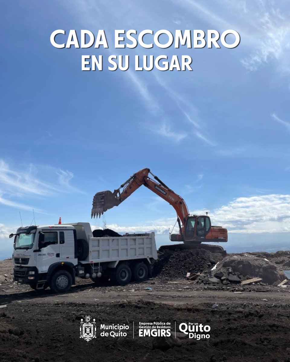 EMGIRSEP's tweet photo. 📍Deposita los residuos de construcción en su lugar. #Emgirs cuenta con dos escombreras autorizadas para la disposición final de los desechos, ubicadas en El Troje y San Antonio. Seamos sustentables y conservemos el medioambiente. ♻️🌎😎
 #PorUnQuitoDigno #ecuador #findeaño2022 https://t.co/jGZMjcPzo3